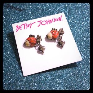 Orange fish and hearts Betsey Johnson earrings